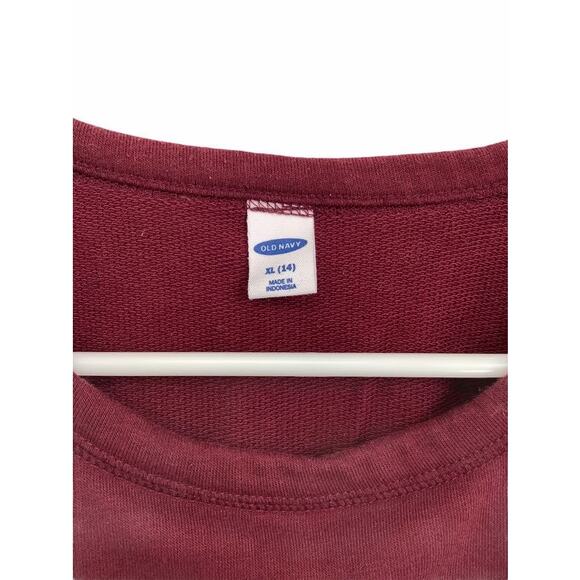 Old Navy Red Cross-over Crew Neck Sweatshirt 14 - Picture 7 of 8